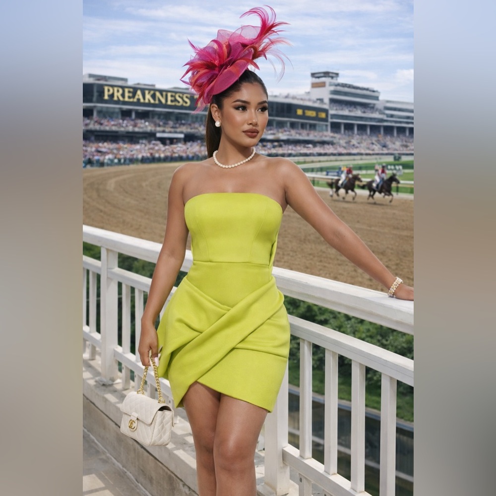 Fashion Nova Strapless Lime Mini Dress